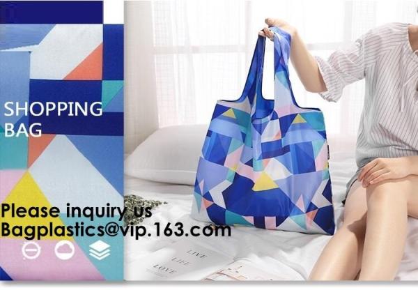 Buy Promotional Reusable Custom Design Colorful Polyester Folding Tote Shopping Bag,Portable Recycled Polyester Nylon Reusab at wholesale prices