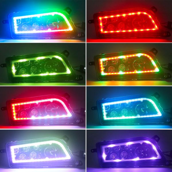 30W Multi Color Polaris General LED Headlights , RGB Drl Halo Projector Headlights