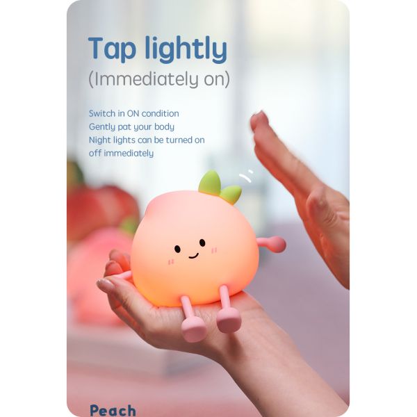 Holiday Gift Timed Sleep Relaxing Atmosphere Peach Silicone Night Lightpat Light