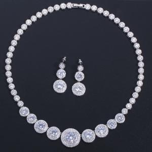 China AAA CZ CZ Crystal Necklace Pendant Necklace Rhinestone CZ Jewelry Set Women Wedding Necklaces Jewelry for Gift on sale