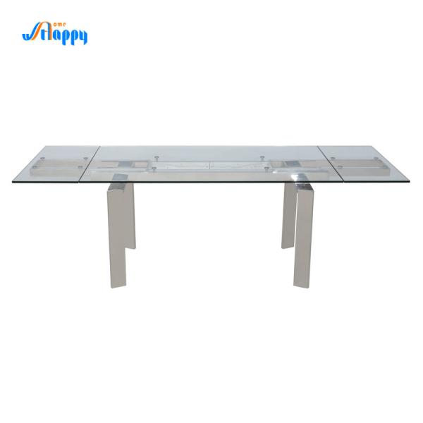 Buy 900mm Width Rectangular Extendable Glass Top Table Easy To Maintain at wholesale prices