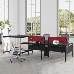 Red Black 6-Person Office Workstation Desk BS-W101