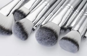 Quality 13 Pieces Silver White Handle Professional Makeup Brush Set Synthetic Two Color Hair for sale