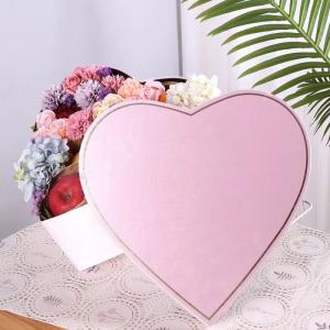 China Pink Heart Shaped Valentines Day Flower Packing Box Silk Layer Biodegradable on sale