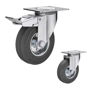 Quality 200x50mm 440lbs Loading Rubber Casters With Threaded Stem for sale