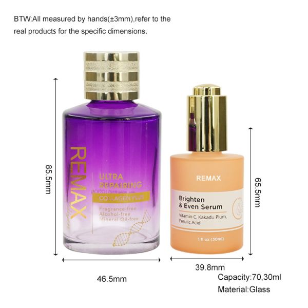 Functional Cosmetic Dropper Bottles 30ml Thick Glass Bottle with Gold Dropper