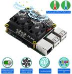 Raspberry Pi 4B Dual Cooling Fan And Auto-Color Changing LED, For Raspberry Pi