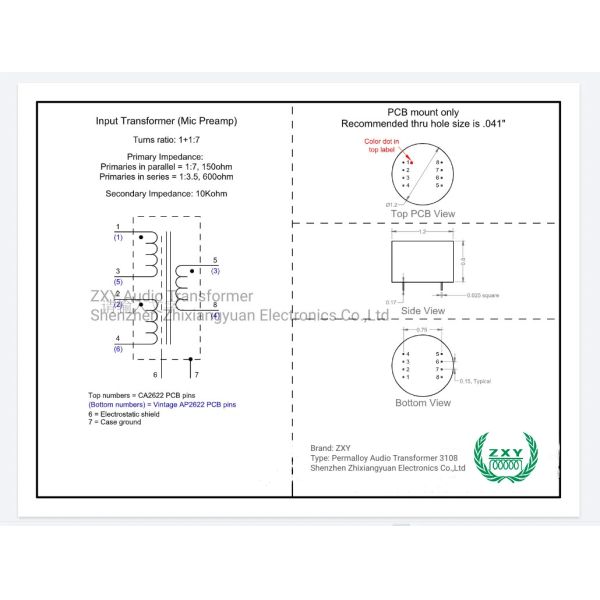 3108 Audio Isolation Amplified Step-Down Permalloy 150/600:10K 1+1:7 Transformer