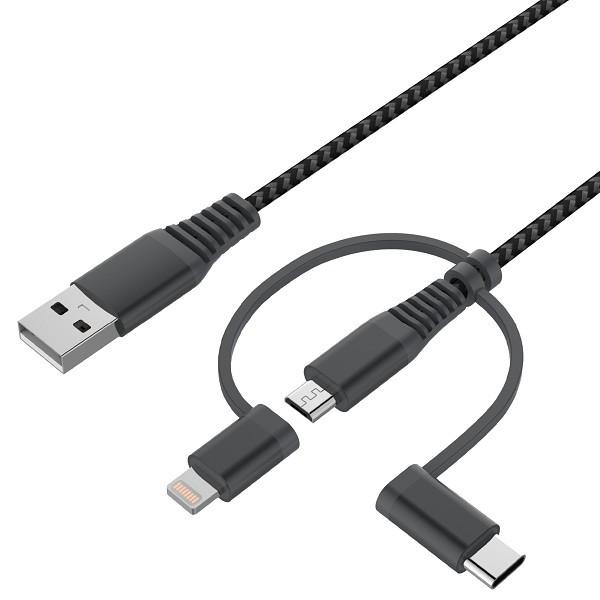 Buy 3m 9ft USB A to Micro Type C Lightning C48 Multi USB Data Cable at wholesale prices