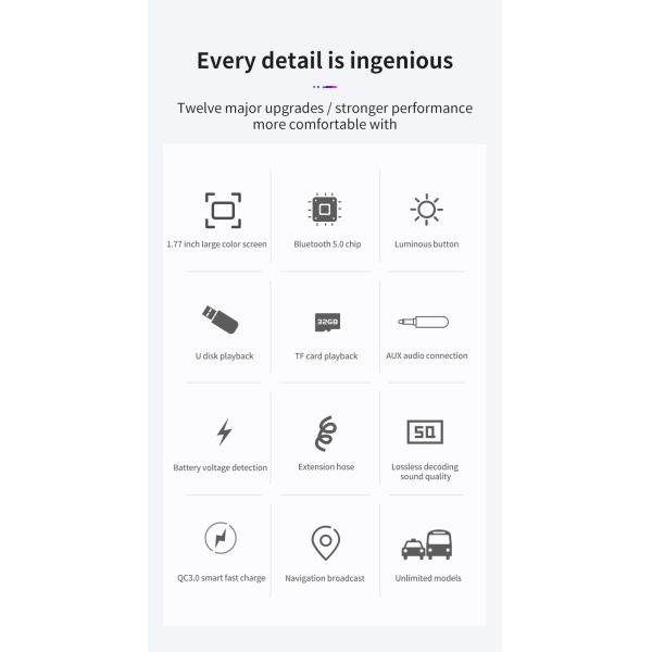 1.77inch Screen Bluetooth Car Kit FM Transmitter Wireless Radio Adapter 93g