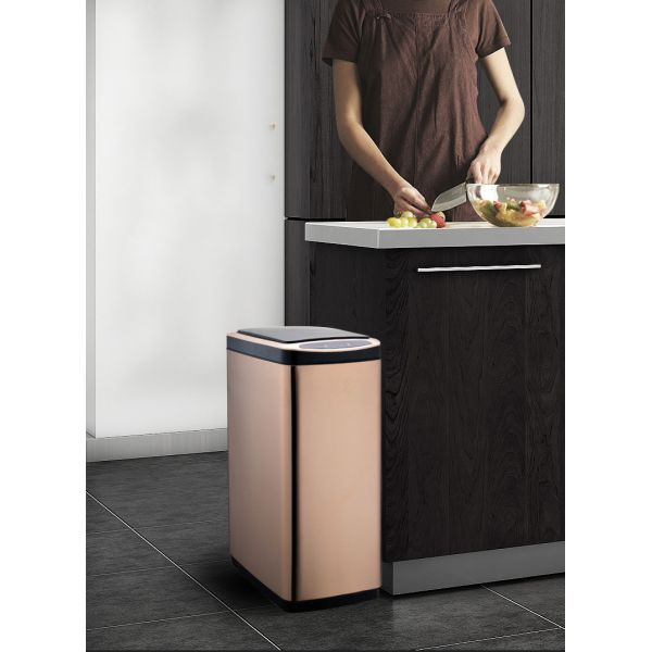 30L Gold Household Ozone Sterilization Sensor Smart Stainless Steel Waste Container Recycling Bin Trash Can