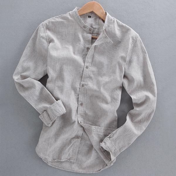 Buy Men's shirts casual linen shirt collar long-sleeved shirt short-sleeved shirt at wholesale prices