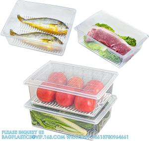 China Containers With Removable Drain Plate And Lid, Stackable Portable Freezer Storage Containers - Tray on sale