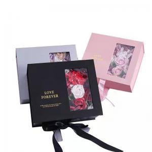 China Recycled FSC Valentine'S Day Flower Gift Box With Transparent Window on sale