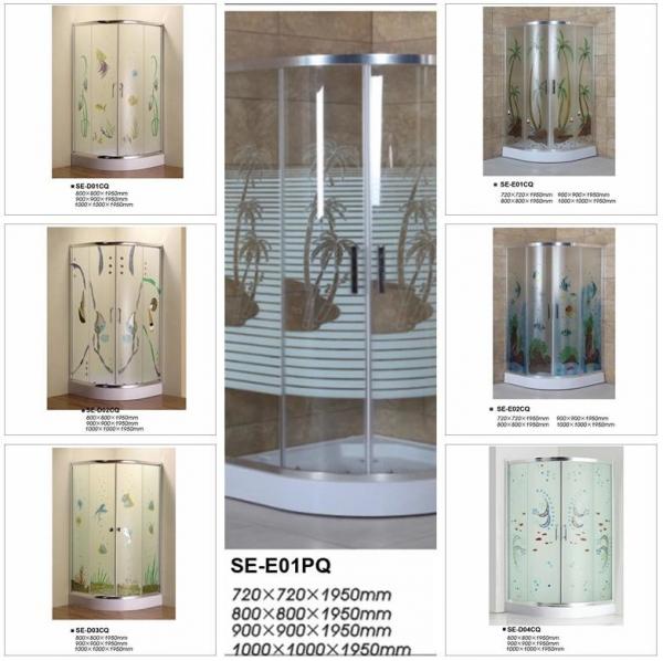 Curved Corner Shower Enclosure , Colorful Glass Luxury Bathroom Shower Stalls