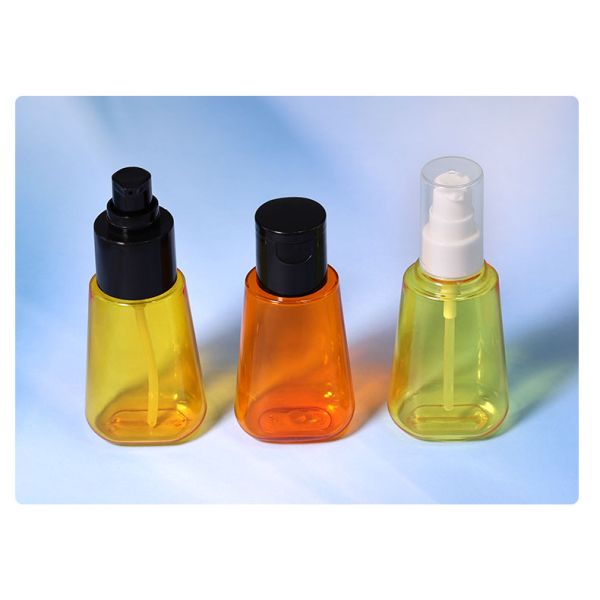 PET Clear Lotion Bottle Cosmetic Hair Oil Empty Bottle 70ml With Black Pump Head