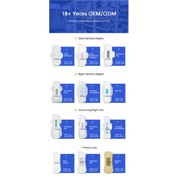 Private Label Sanitary Pad Free Sample 100% Cotton Sanitary Napkins