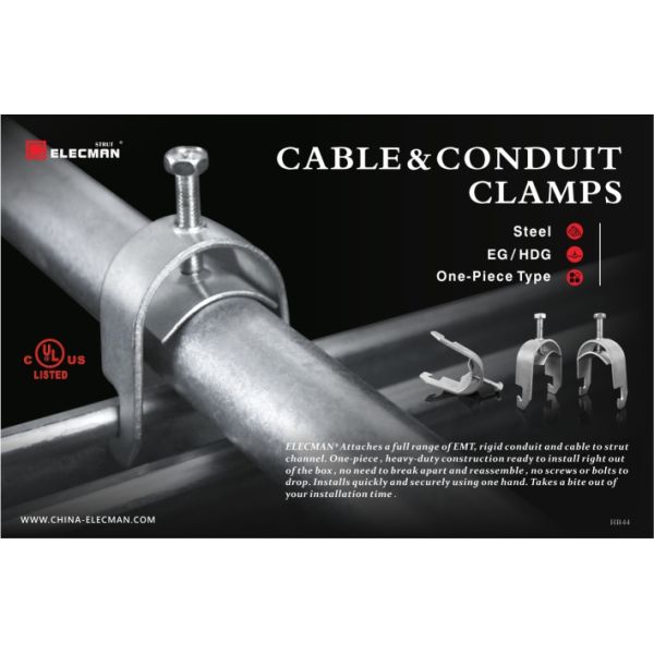 One Piece Cable & Conduit Strut Clamps Saddle Type Galvanized Steel