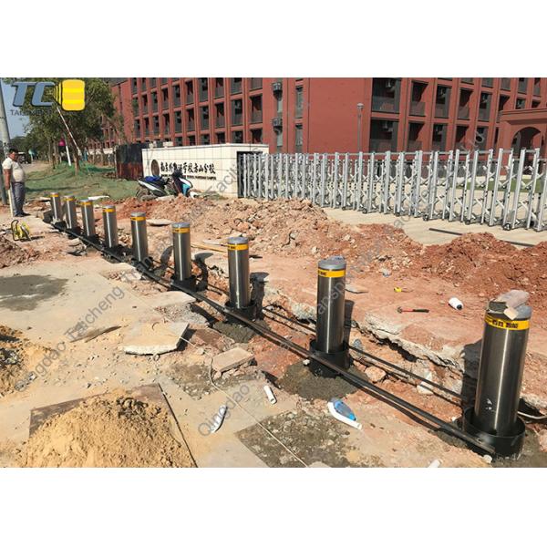 Hydraulic Main Gate Entrance Exit Bollards 360mm AC220V Electrostatic Spraying 3.5s Speed