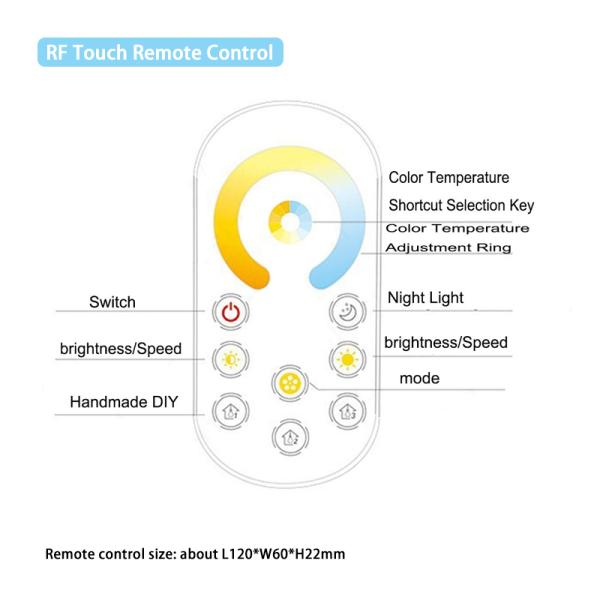 Mini RGB CCT LED Controller , RF Wireless Dimmer For 5050 Light Strip