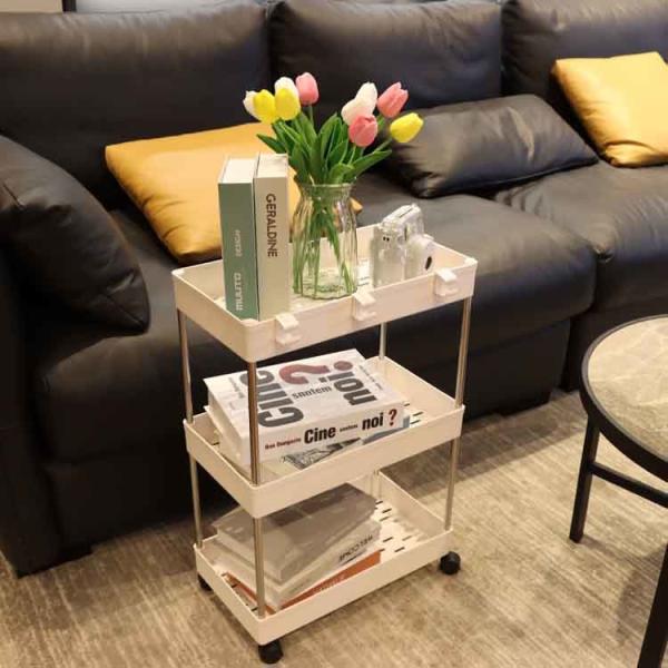 Buy Multiscene Use Mobile Storage Cart , ODM Reusable Slim Kitchen Trolley With 6 Hooks at wholesale prices