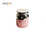 Pink Color PMMA Cream Cosmetic Jar With Plated Cover Round Shape 50g