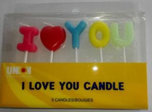 Quality I LOVE YOU letters candles birthday cake candles Wedding Cake candles for sale