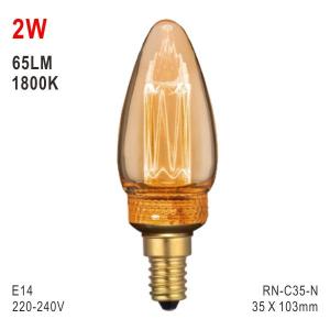 Quality 2W E14 LED C35 Bulb, Deco Light, Fashionable Glass Bulb, Warm White Lamp, LED Candle for sale