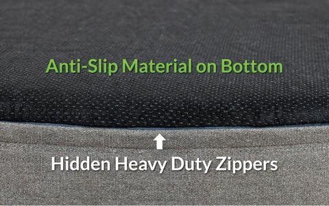 Canvas Berber Fleece Memory Foam Bolster Dog Bed Removable Washable Cover