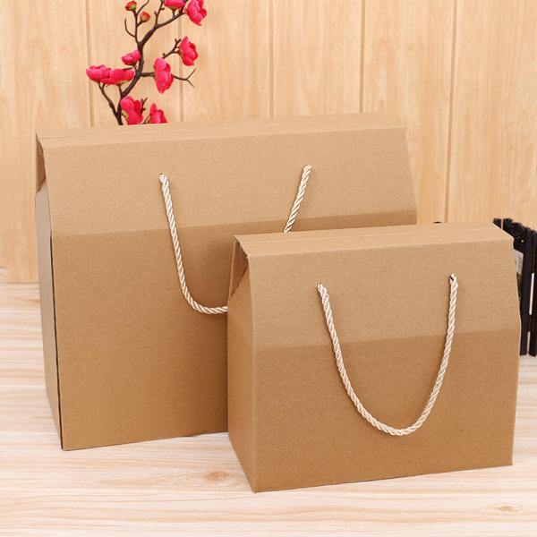 Custom Packaging Recycled Kraft Paper Box With Rope Handle Environmental and Packing Items