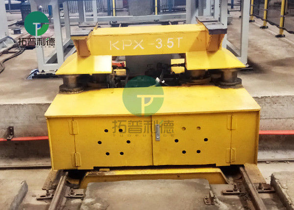 Rail Guided Battery Platform Ferry Motorized Trolley Transport Cart With Lifting System