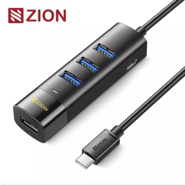 Buy Type-C 3.0 Rectangular 4-Port Hub Black High-Speed USB-C Hub For Expanding Connectivity With Modern Design at wholesale prices