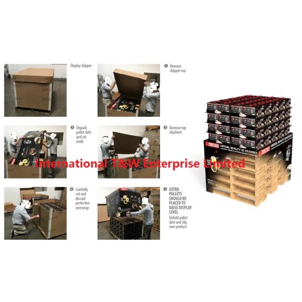 Full Size Corrugated Pallet Display , Cardboard Display Stand Promoting 3D VR Headset