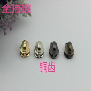 Quality Custom luggage accessories nickel color 5# brass teeth zipper metal zipper slider for bags for sale