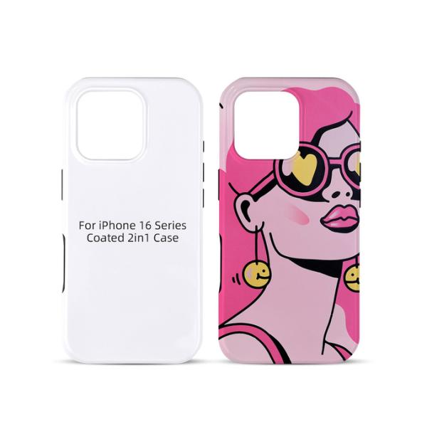3D Sublimation 2 In 1 Coated MagSafe Phone Case For Iphone 16 Heat Transfer Magnetic Phone Case