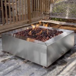 Quality Portable Outdoor Sqaure Smokeless Bonfire Stove Stainless Steel Gas Fire Table for sale