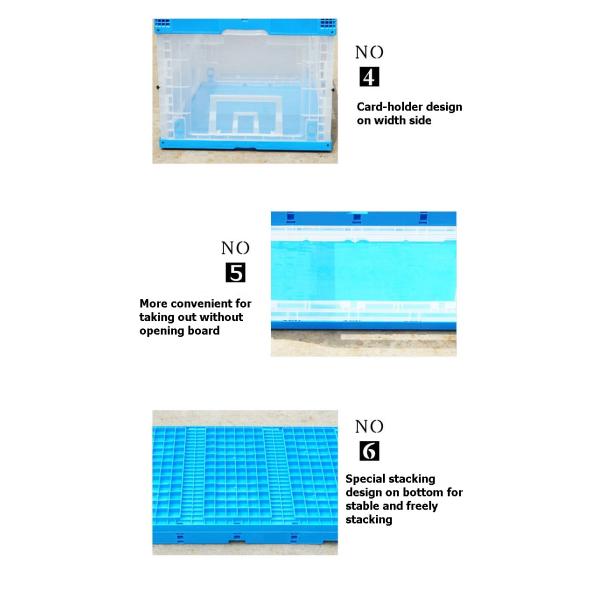 650*440*360 mm Plastic Collapsible Totes Length Sides Opening Collection