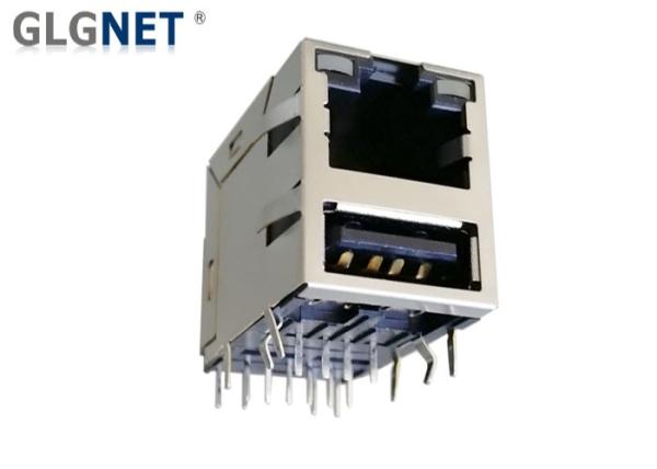 Buy USB2.0 Interface RJ45 Multiple Port Connectors With LED Light Pipes at wholesale prices