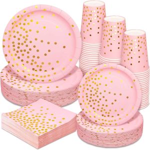 Quality Biodegradable Pink Paper Plates And Napkins for sale