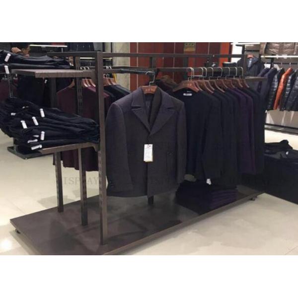 Customized Retail Store Garment Display Stands With Four Views And 3 Layers Shelf