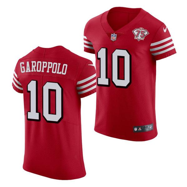 Buy Mens San Francisco 49ers #10 Jimmy Garoppolo Scarlet Retro 1994 75th Anniversary Throwback Classic Limited Jersey at wholesale prices