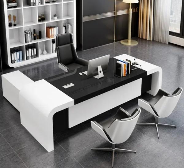 Buy Modern L Shape Boss Table High Tech Office Computer Desk Executive Office Workstation Simple Design at wholesale prices
