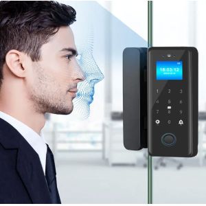 Quality Smart Glass Door Digital Lock 3D Face Fingerprint IC Card Recognition Tuya Access for sale