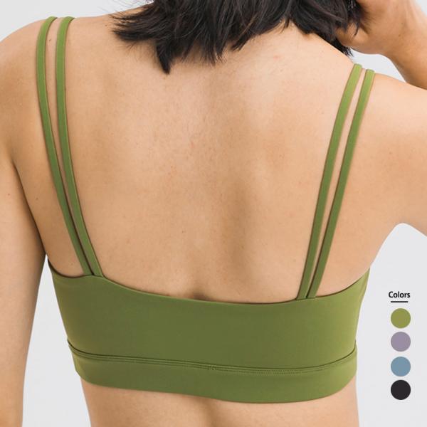 Buy Double Shoulder Strap Padded Fitness Crop Top For Women at wholesale prices