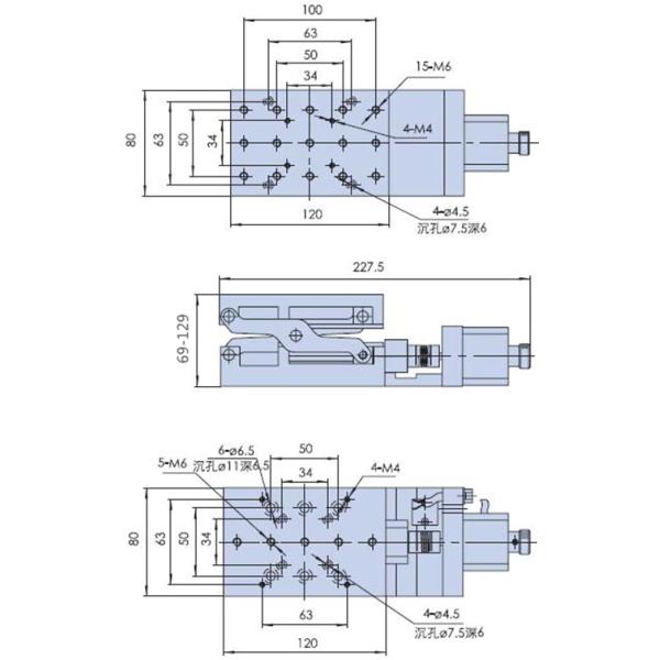 Scissor Type Motorized Lab Jack Optical Sliding Lift 15mm Stroke