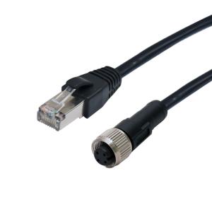 China 1.5A Industrial Ethernet Connector RJ45 Cable To M12 Molding Female A Coding Connector on sale