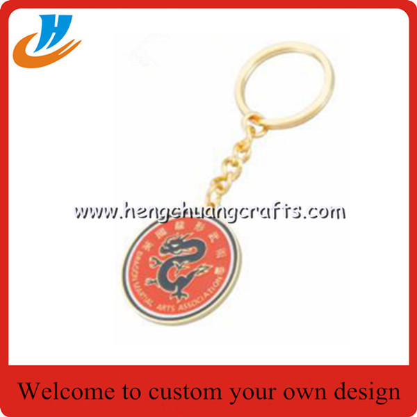 Metal painted four leaf clover pendant key rings, metal 4-leaf clover drop charm keychains