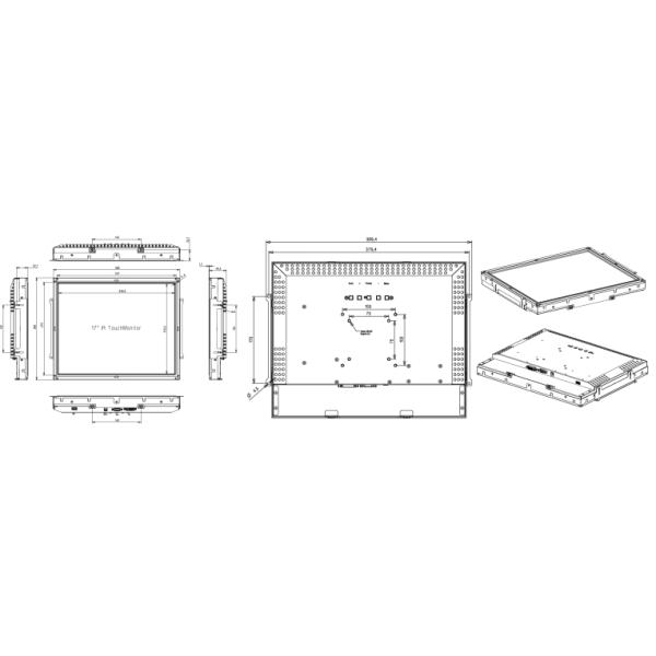 OEM 17 Inch Frame Touch Screen Monitor Industrial With CGA VGA