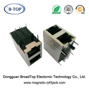 Modular Dual RJ45 Jack RoHS Certificated With LEDs And Gigabit Transformer