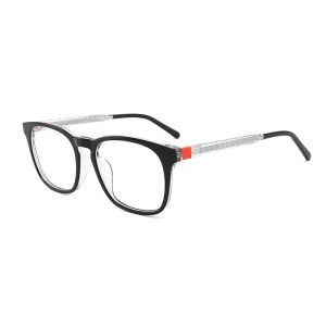 China Vintage Metal Core Acetate Frame Glasses Unisex Clear Len Optical Eyewear on sale